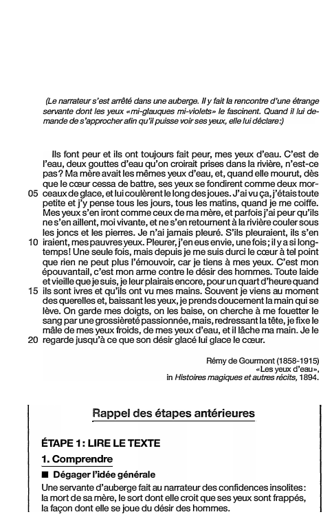 Prévisualisation du document (Le narrateur s'est arrêté dans une auberge. Il y fait la rencontre d'une étrange
servante dont les yeux «mi-glauques mi-violets»...