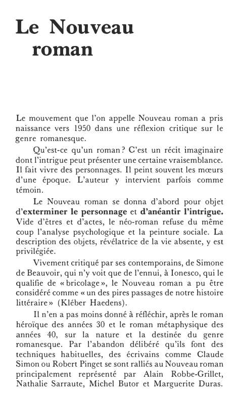 Prévisualisation du document Le Nouveau
roman
Le mouvement que l'on appelle Nouveau roman a pris
naissance vers 1950 dans une réflexion critique sur...