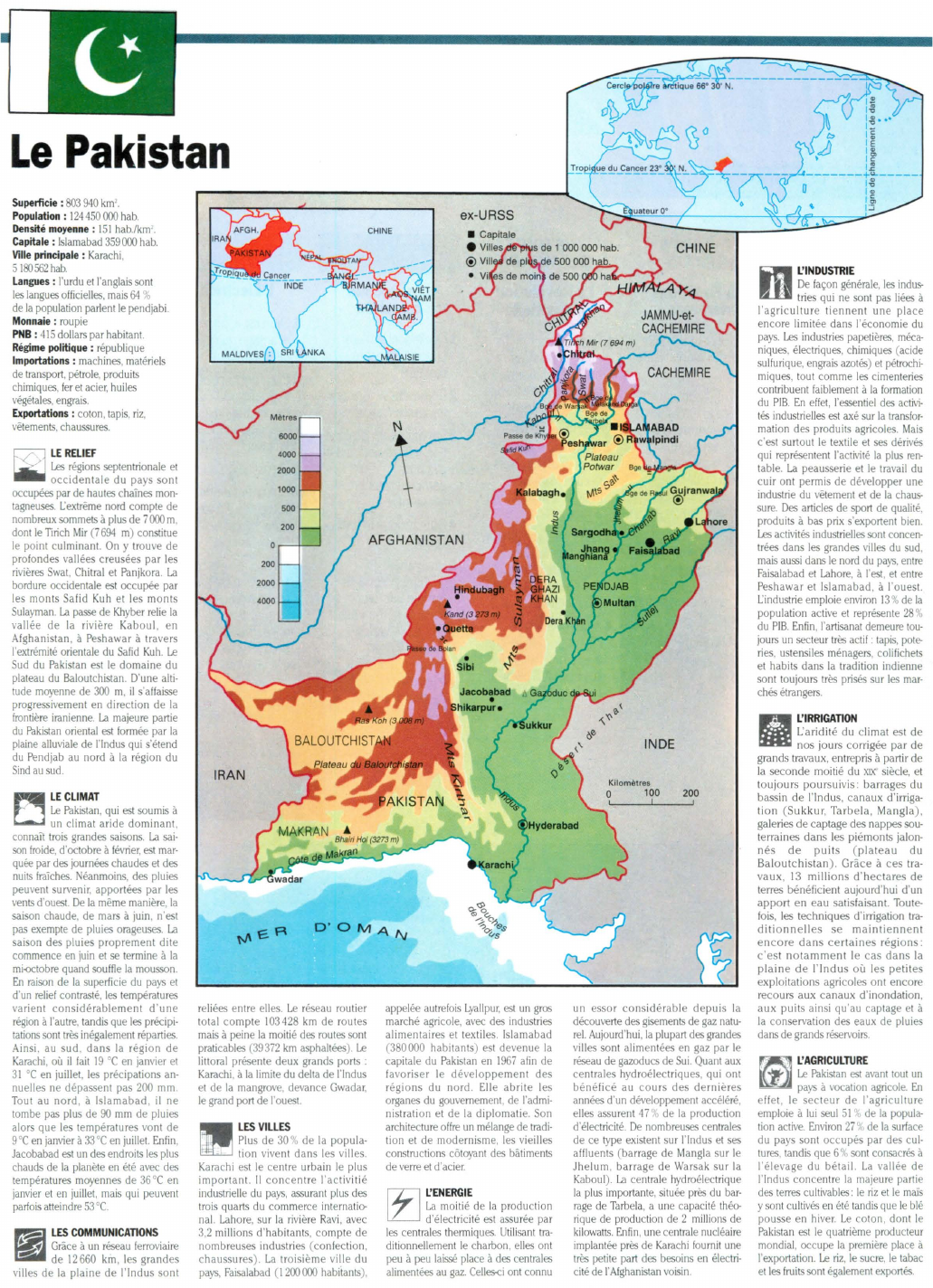 Prévisualisation du document Le Pakistan (cartes, géographie, industrie, agriculture, exportation, etc.)