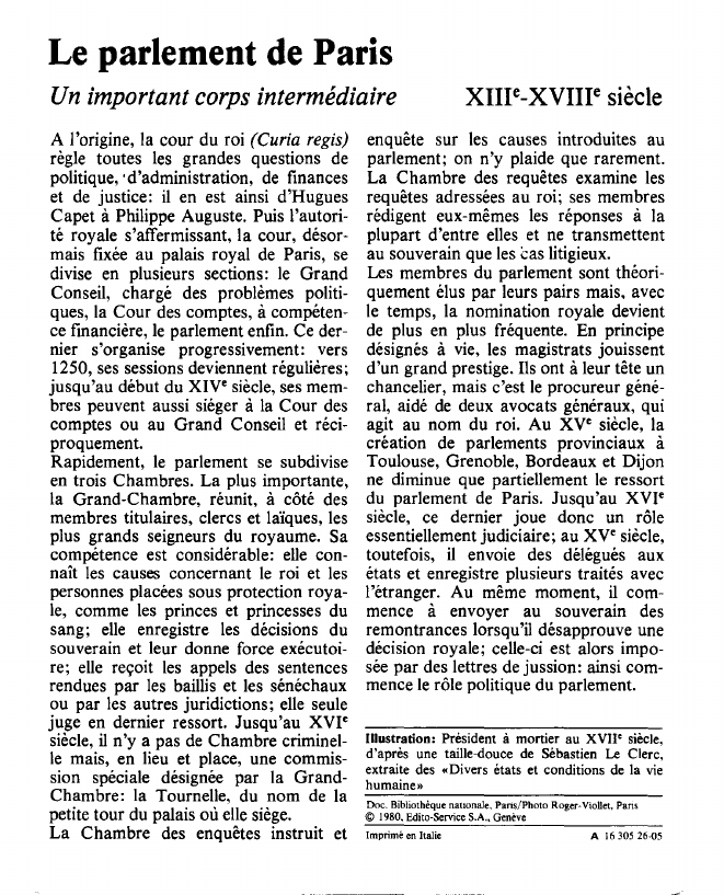 Prévisualisation du document Le parlement de ParisUn important corps intermédiaire.