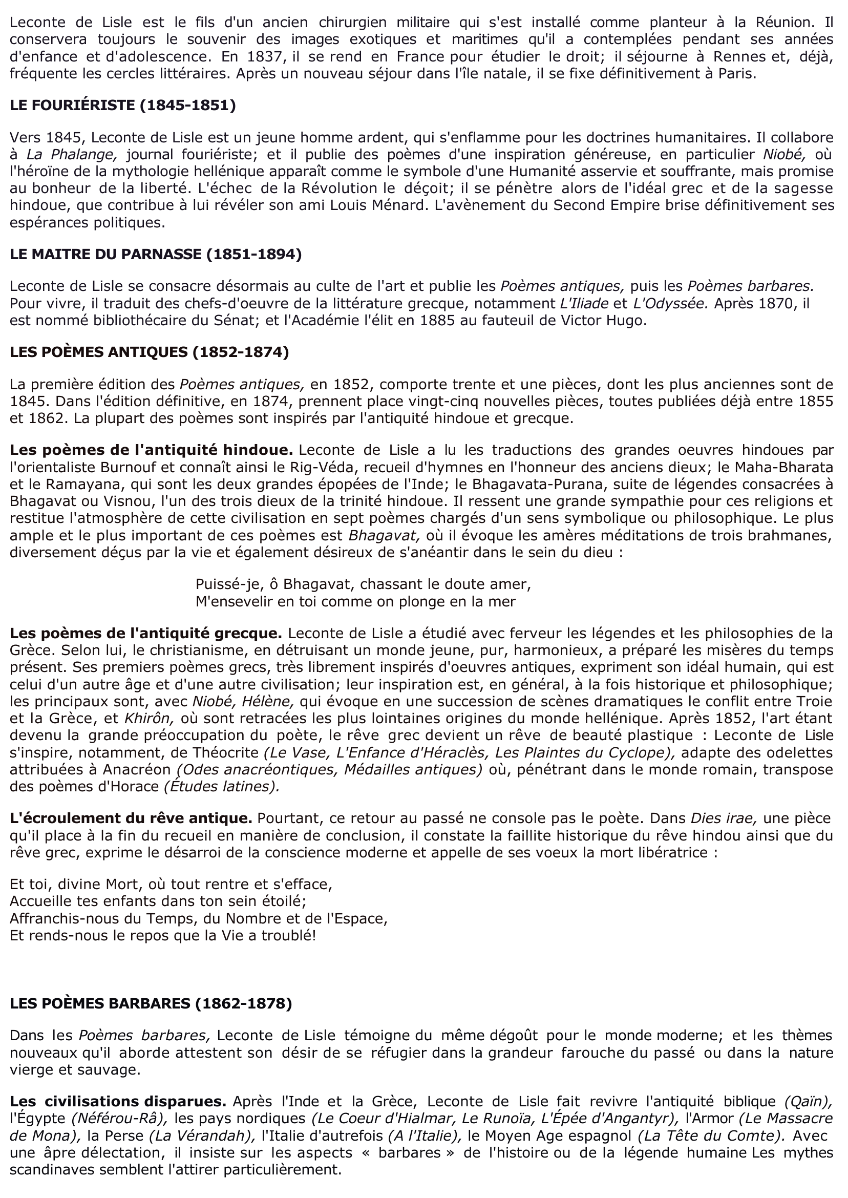 Prévisualisation du document LE PARNASSE: Leconte de Lisle.