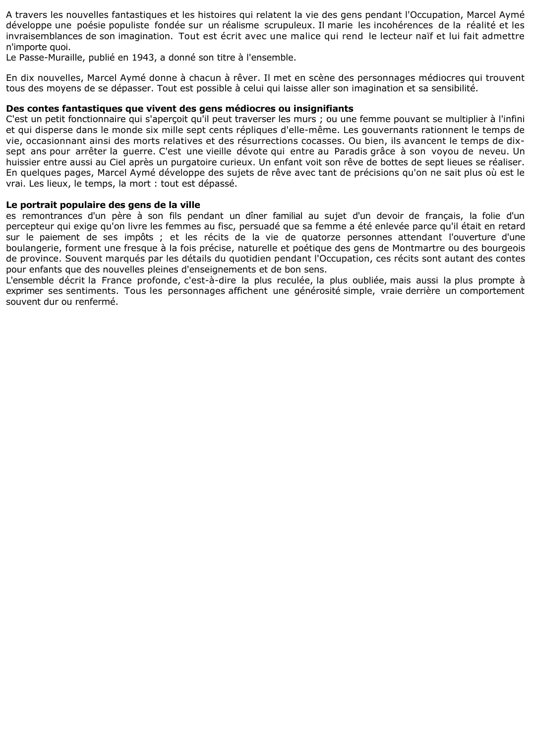 Prévisualisation du document Le Passe-Muraille de Marcel AYME (Résumé & Analyse)
