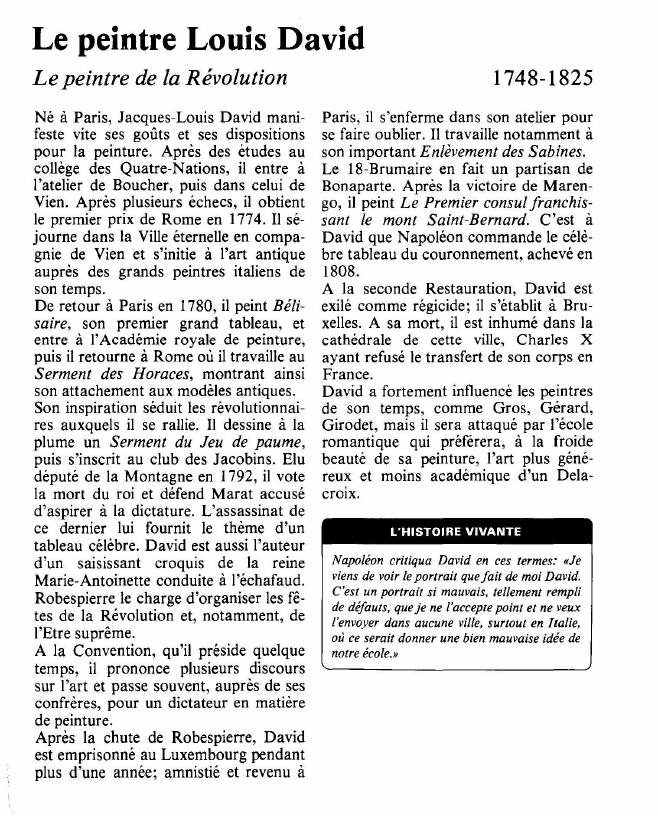 Prévisualisation du document Le peintre Louis DavidLe peintre de la Révolution.