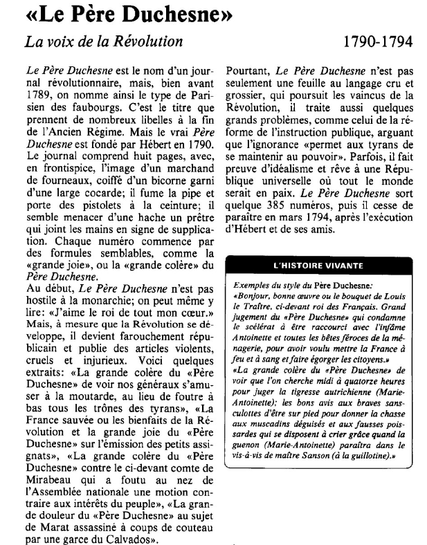 Prévisualisation du document «Le Père Duchesne»:La voix de la Révolution.