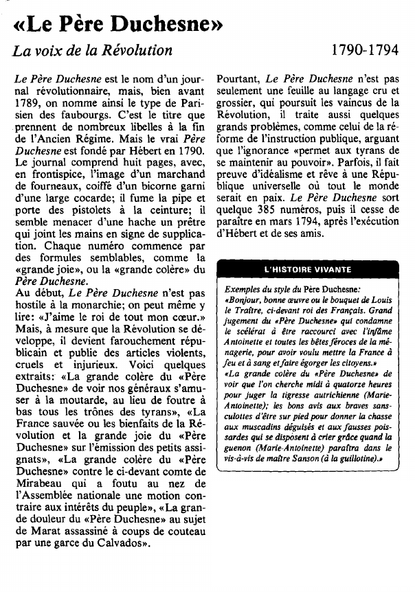 Prévisualisation du document «Le Père Duchesne»La voix de la Révolution.