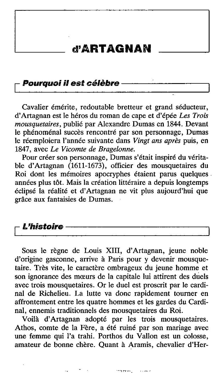 Prévisualisation du document Le personnage d'ARTAGNAN (d’). d’Alexandre Dumas père