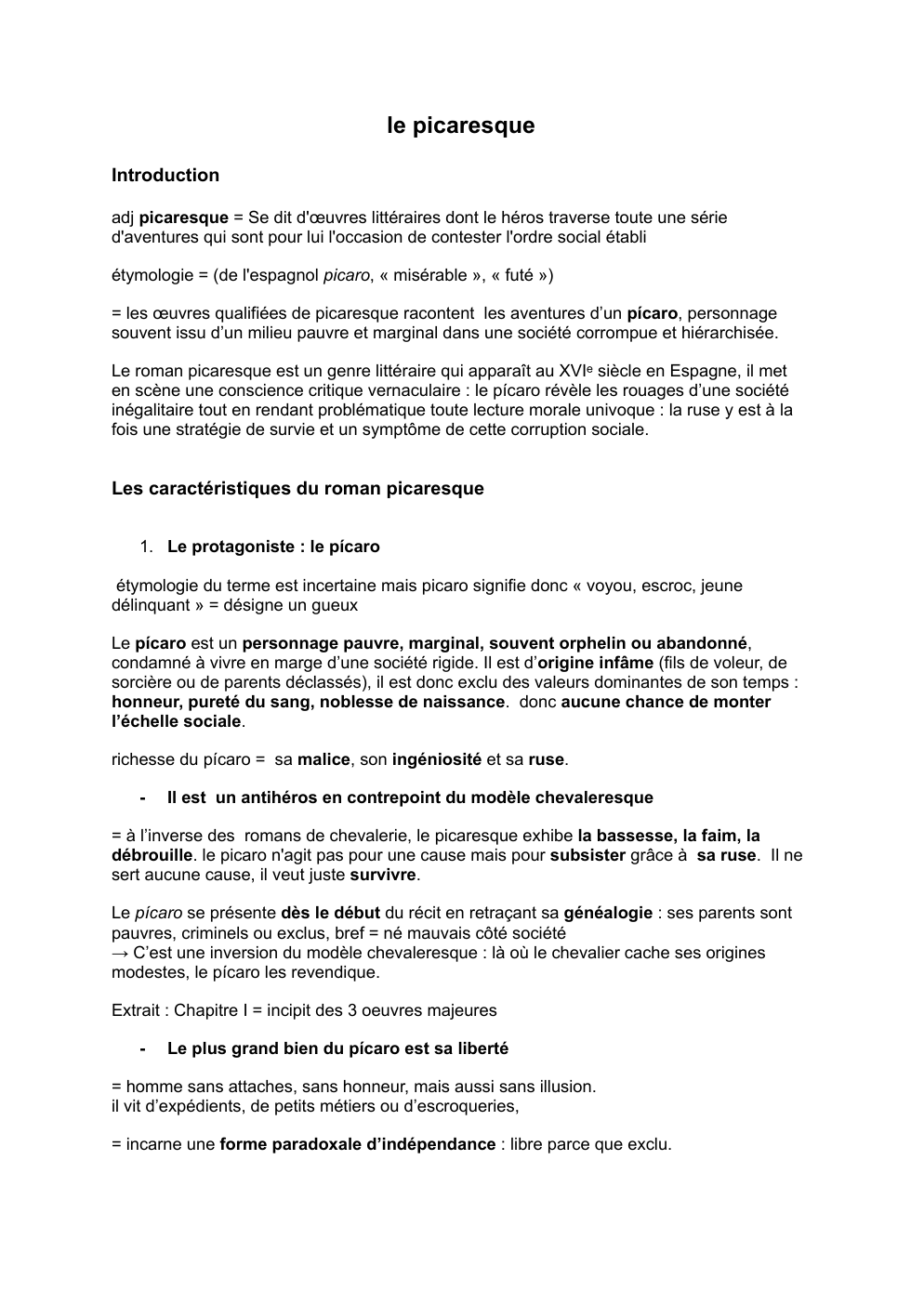 Prévisualisation du document le picaresque