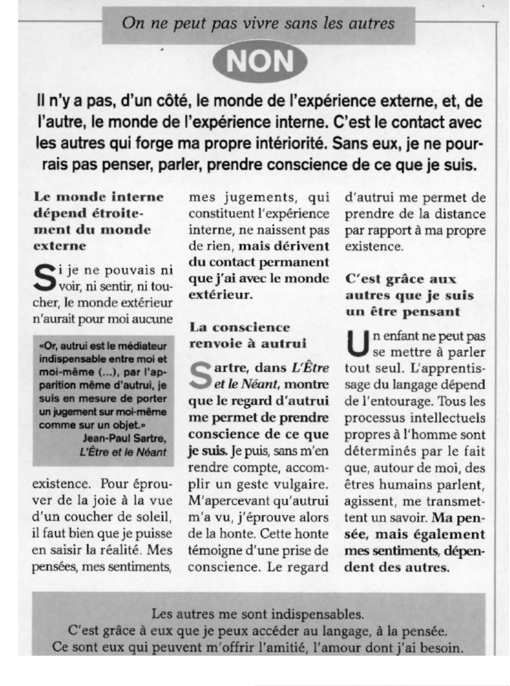 Prévisualisation du document Le pire enfer serait-il de vivre sans autrui	?