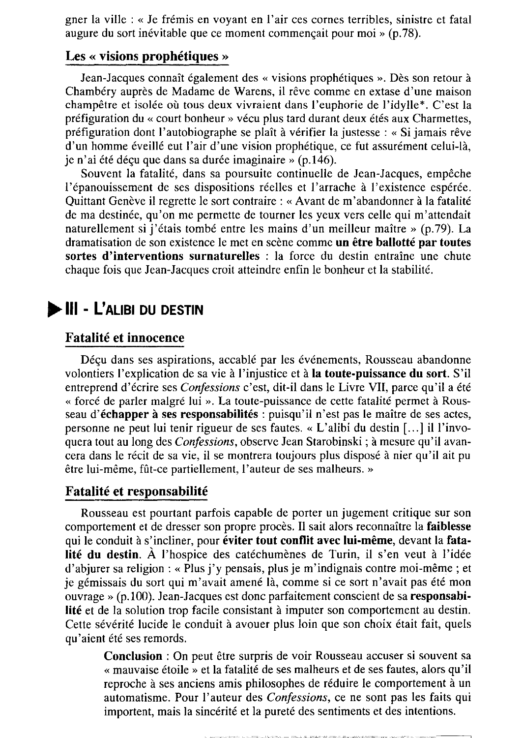Prévisualisation du document Le poids de la fatalité dans les Confessions de Rousseau