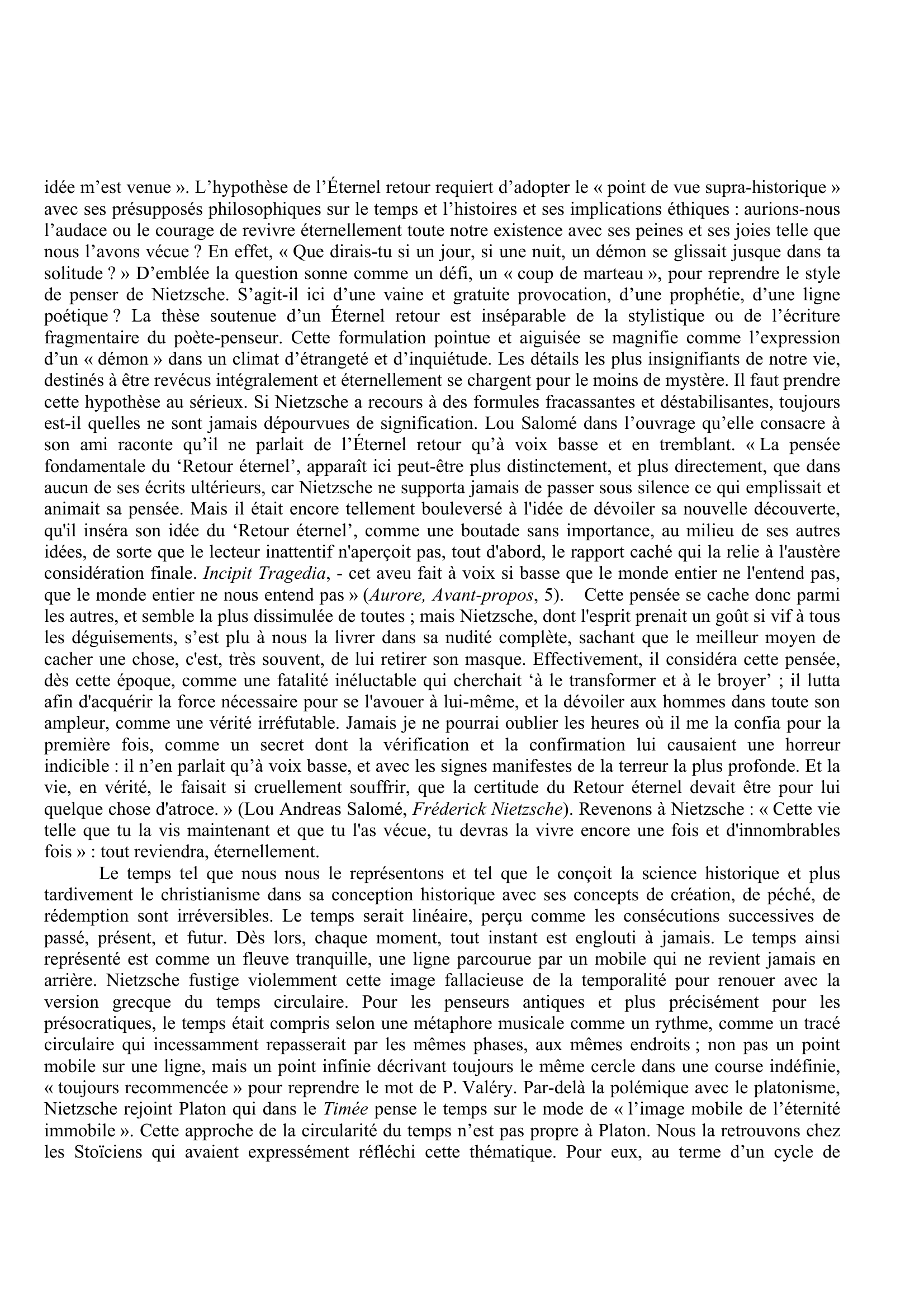 Prévisualisation du document Le poids le plus lourd - Friedrich Nietzsche, Le Gai Savoir, L. IV, § 341 - Commentaire.