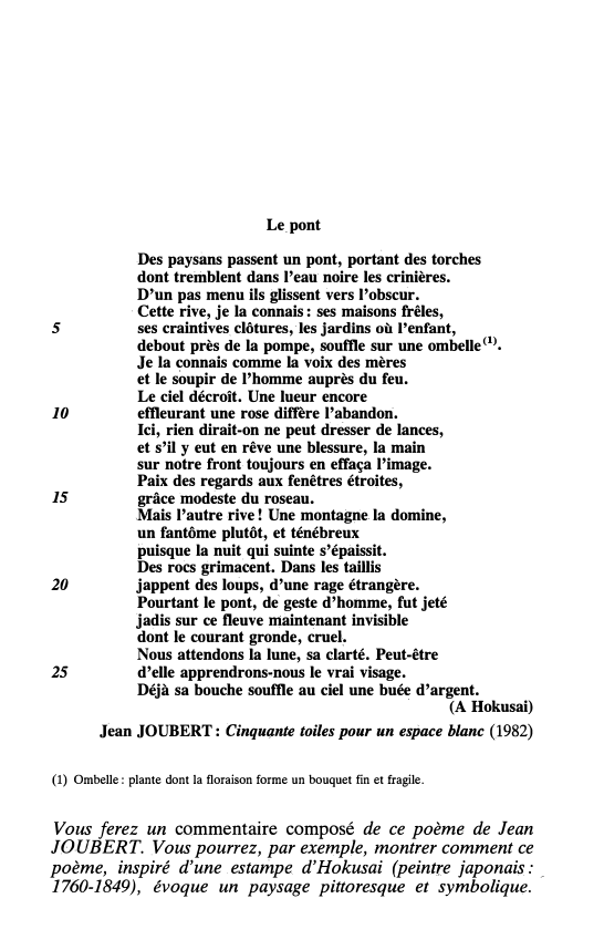 Prévisualisation du document Le pont - Jean JOUBERT: Cinquante toiles pour un espace blanc (1982) - Commentaire