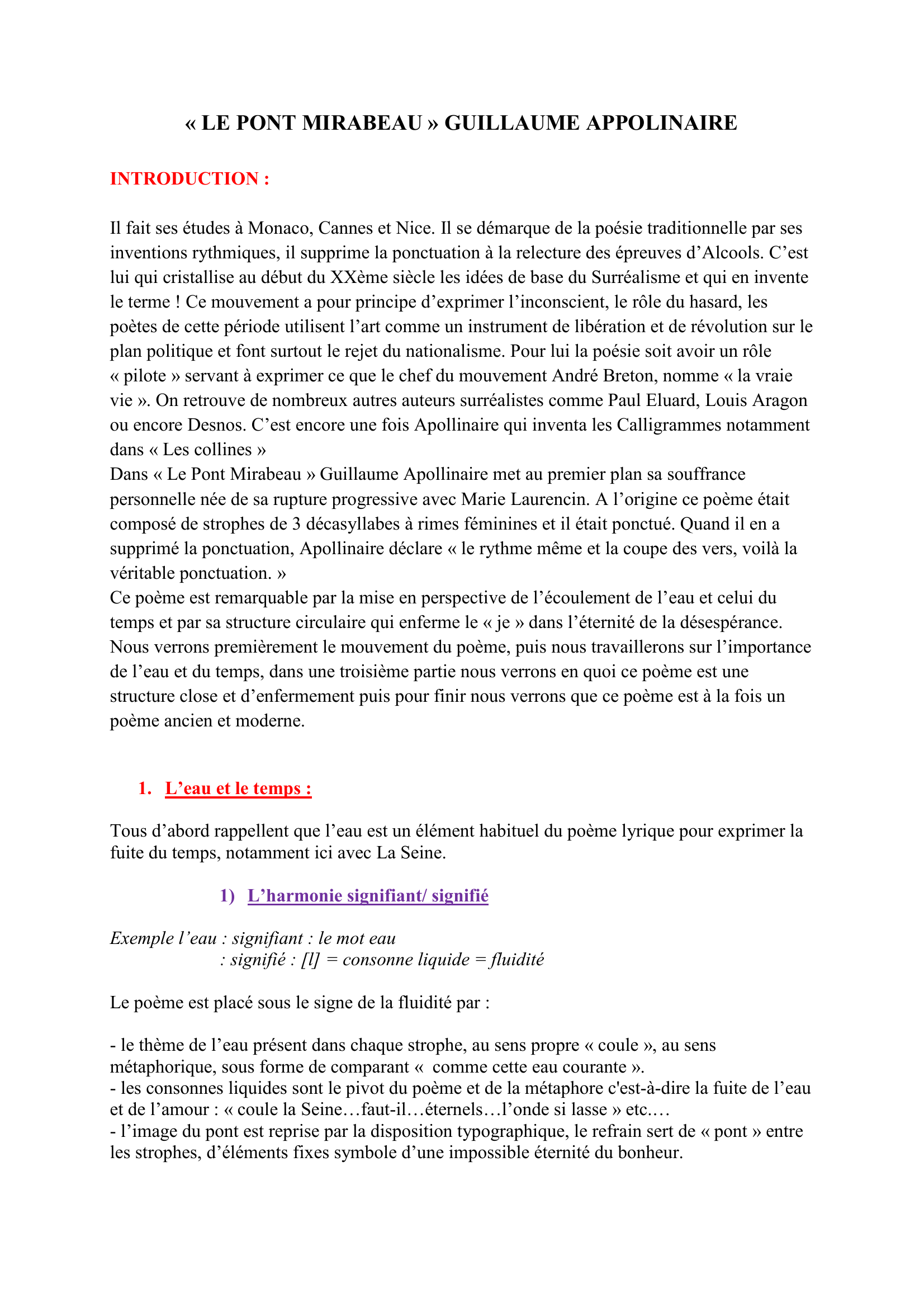 Prévisualisation du document Le pont Mirabeau - Guillaume Apollinaire, Alcools