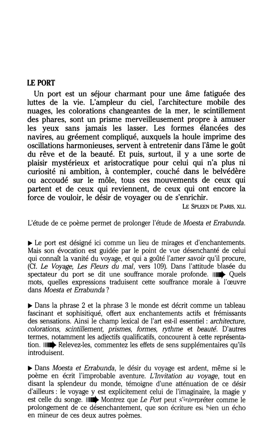 Prévisualisation du document LE PORT - BAUDELAIRE, Petits Poèmes en prose.