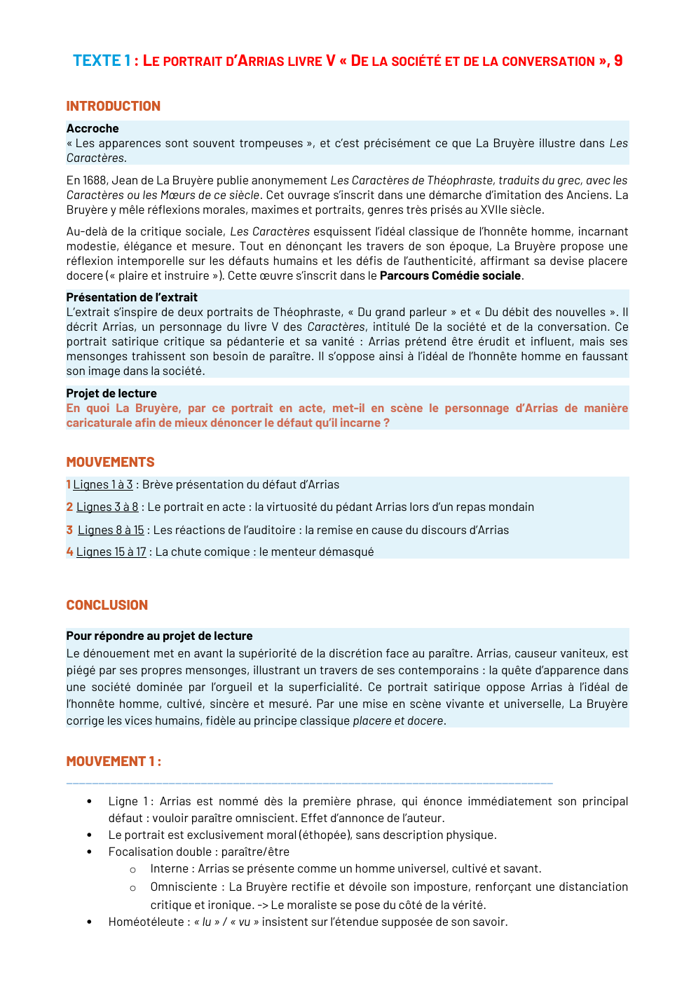 Prévisualisation du document LE PORTRAIT D’ARRIAS LIVRE V « DE LA SOCIETE ET DE LA CONVERSATION », 9