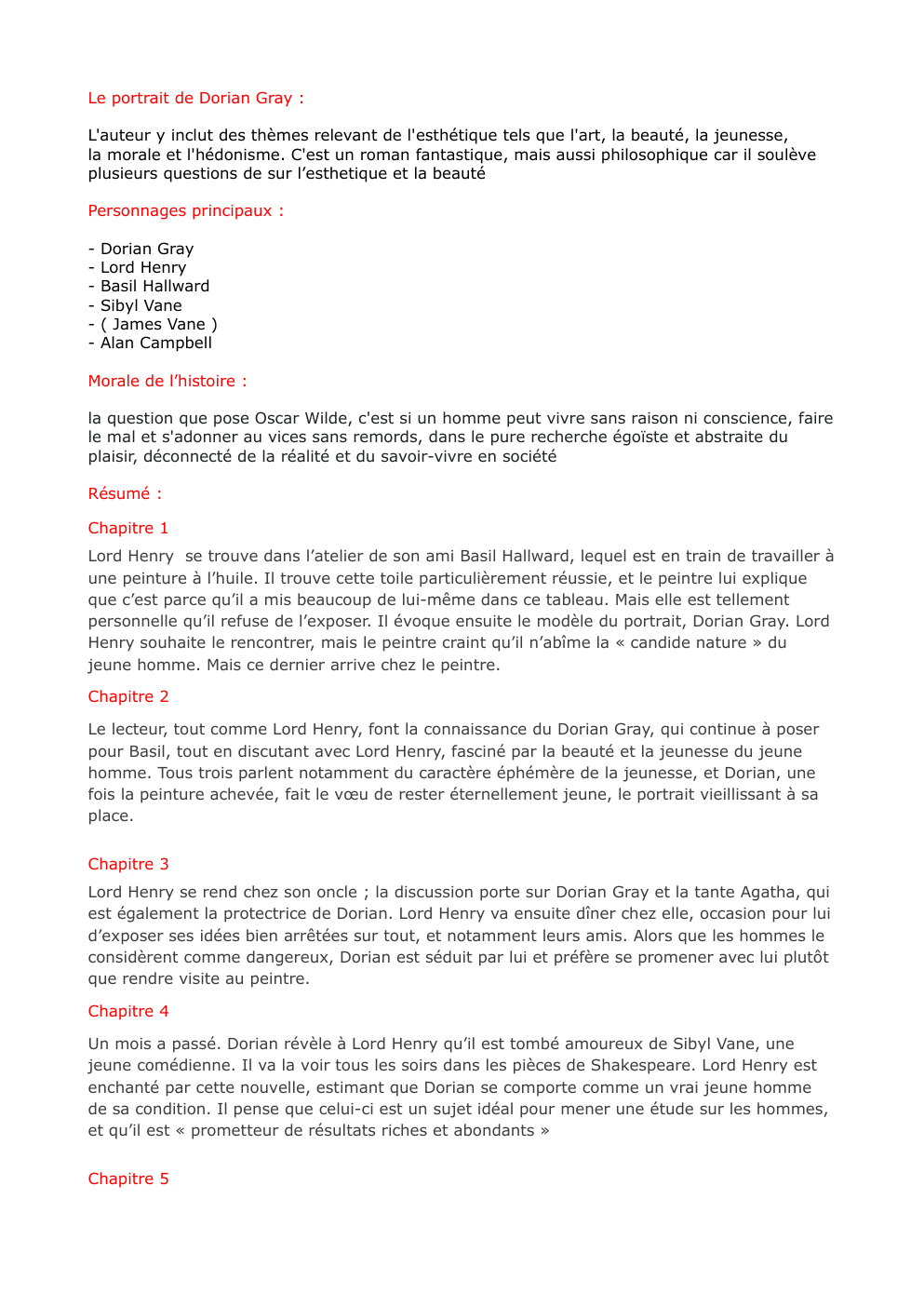 Prévisualisation du document Le portrait de Dorian Gray (résumé)