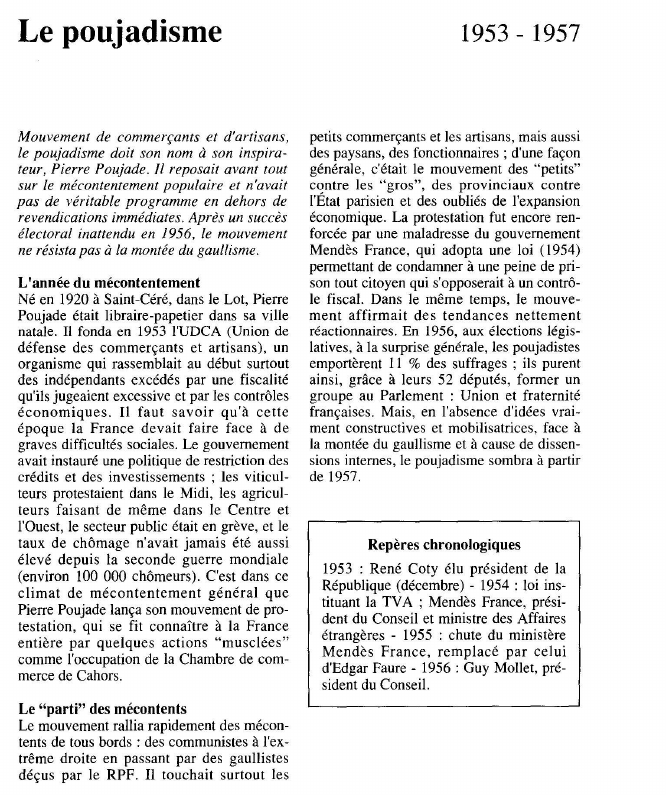 Prévisualisation du document Le poujadisme.