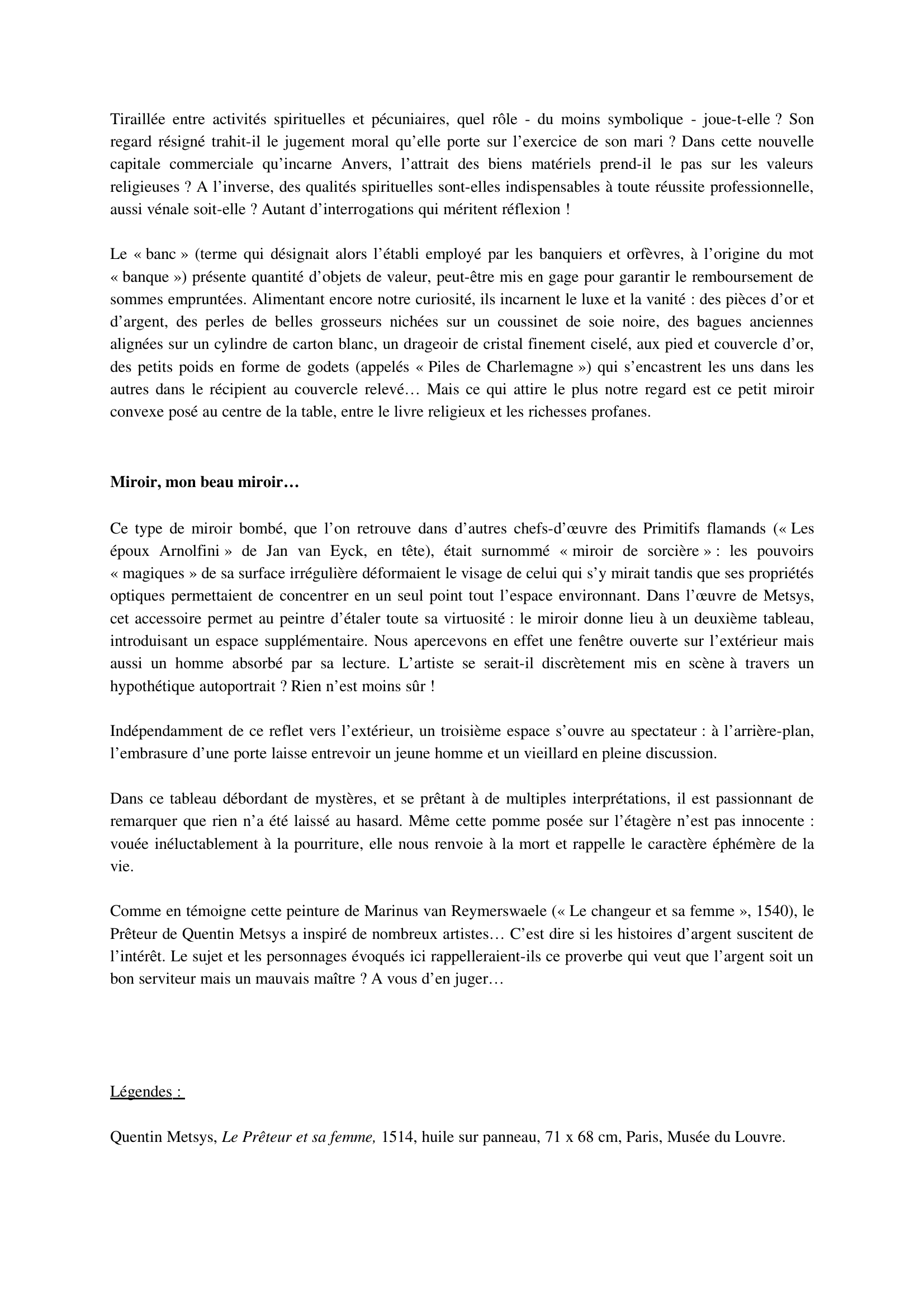 Prévisualisation du document Le Prêteur et sa Femme - Analyse
