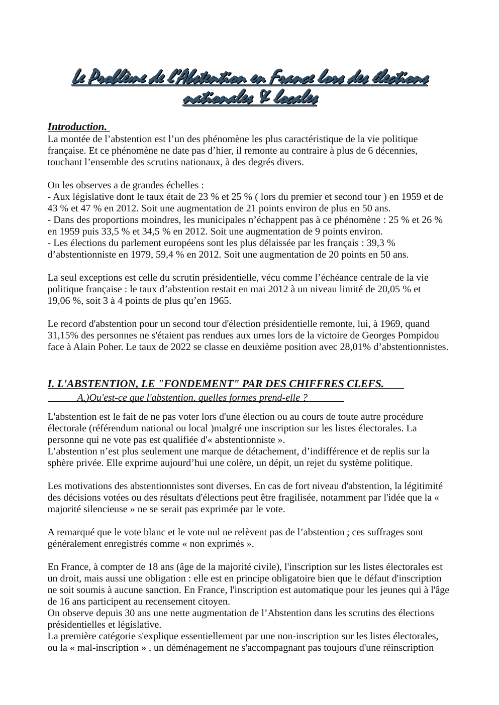 Prévisualisation du document Le problème de l'absention en France