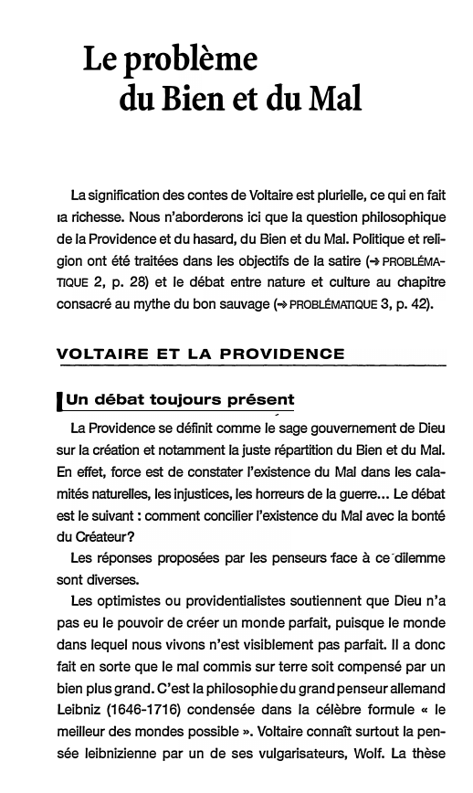 Prévisualisation du document Le problème du Bien et du Mal - Commentaire de L'Ingénu de Voltaire
