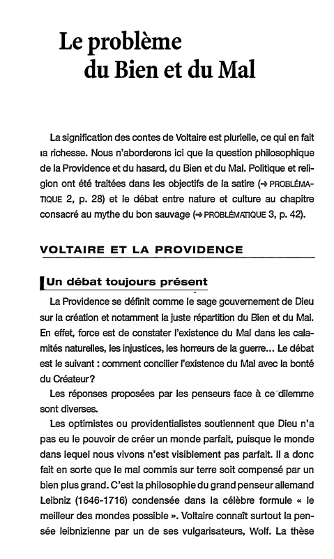 Prévisualisation du document Le problème
du Bien et du Mal
La signification des contes de Voltaire est plurielle, ce qui en fait
,a...