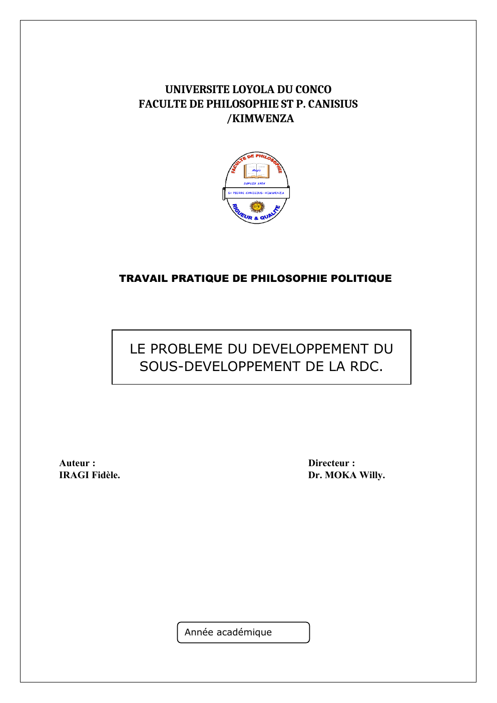 Prévisualisation du document LE PROBLEME DU DEVELOPPEMENT DU SOUS-DEVELOPPEMENT DE LA RDC