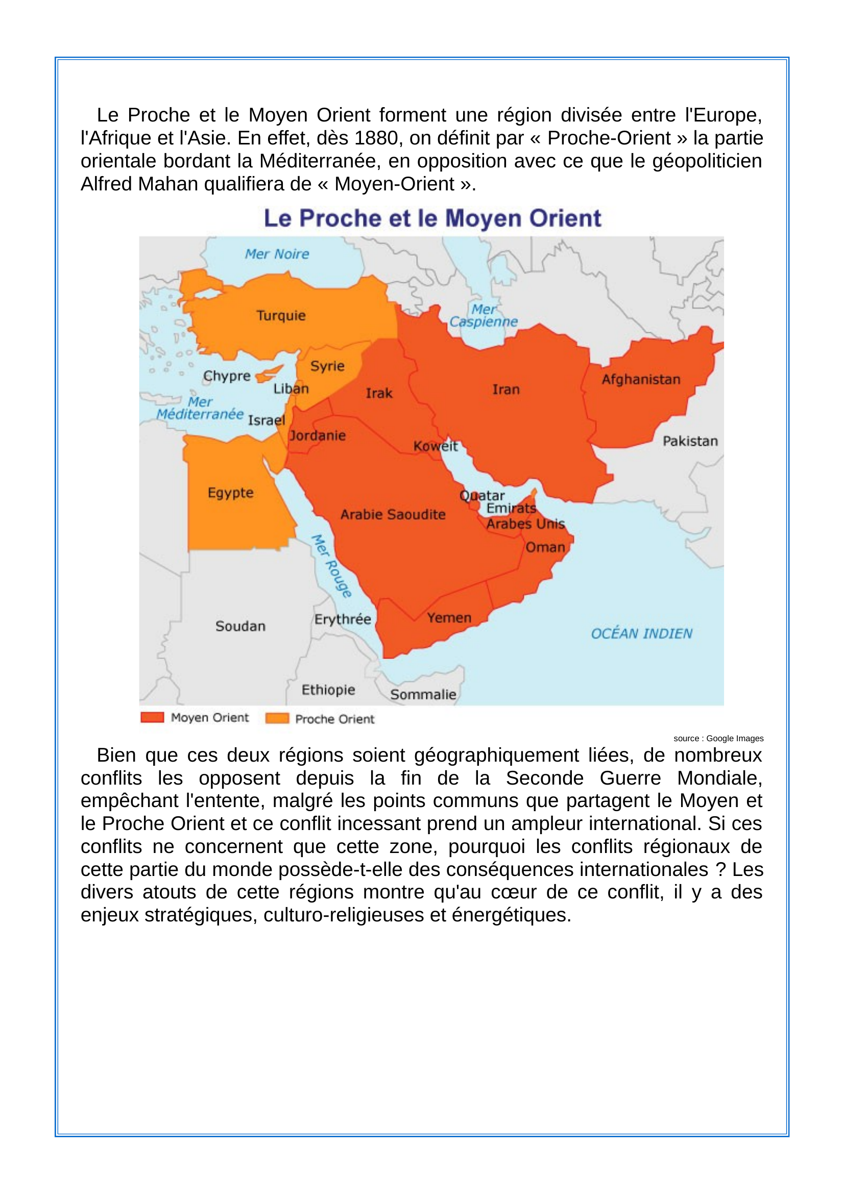 Prévisualisation du document Le Proche et le Moyen Orient: Un foyer de conflit (résumé)
