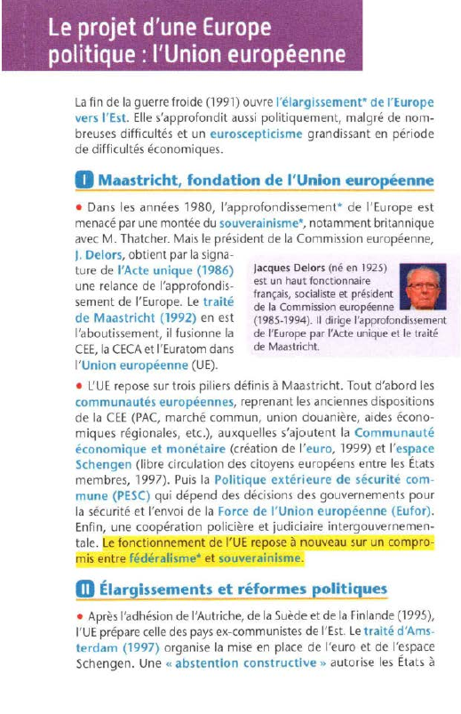 Prévisualisation du document Le projet d'une Europe
politique : l'Union européenne
La fin de la guerre froide (1991) ouvre l'élargissement" de l' Europe...