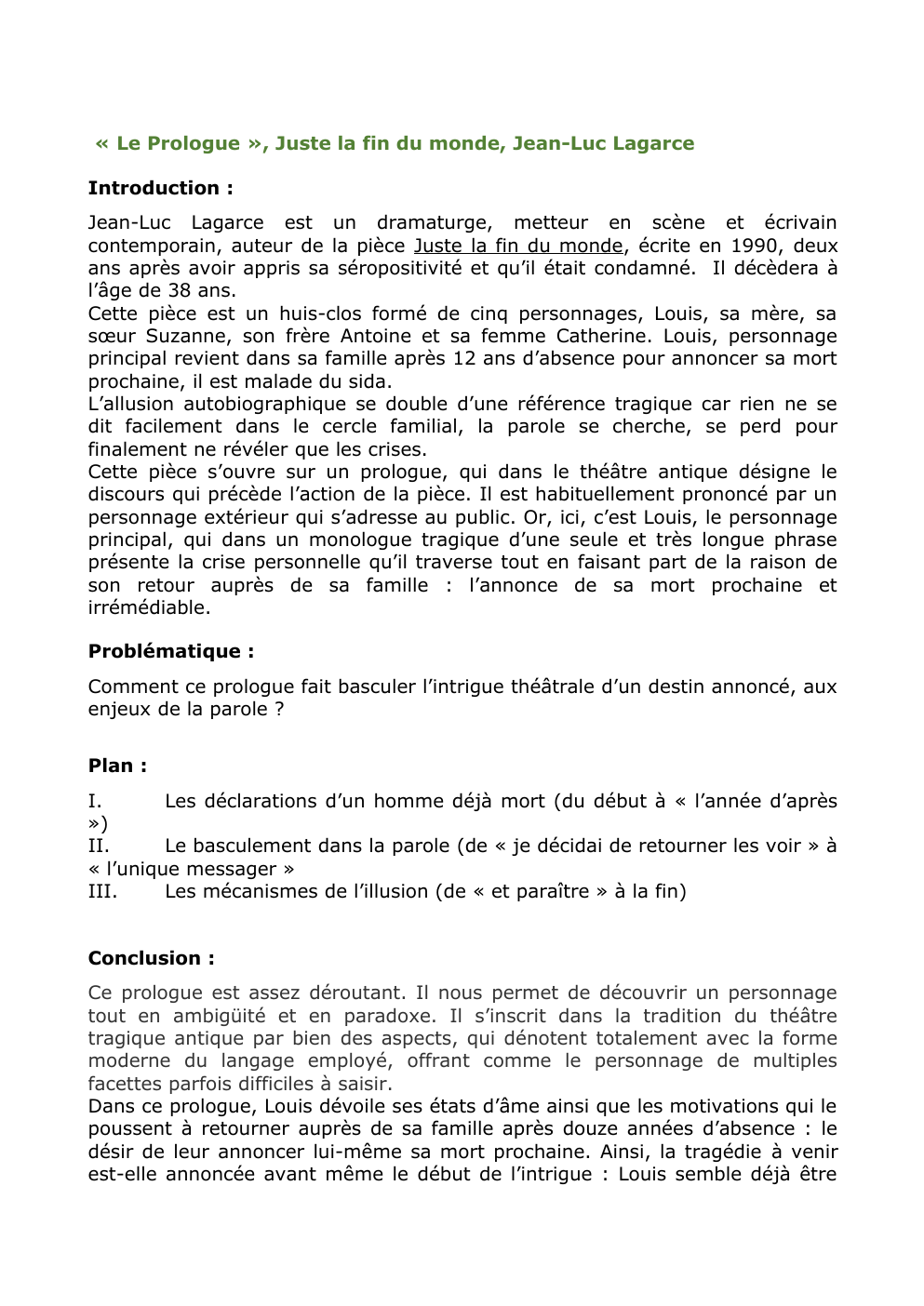 Prévisualisation du document « Le Prologue », Juste la fin du monde, Jean-Luc Lagarce
