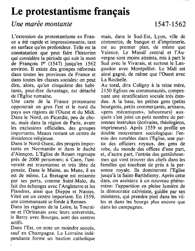 Prévisualisation du document Le protestantisme françaisUne marée montante.