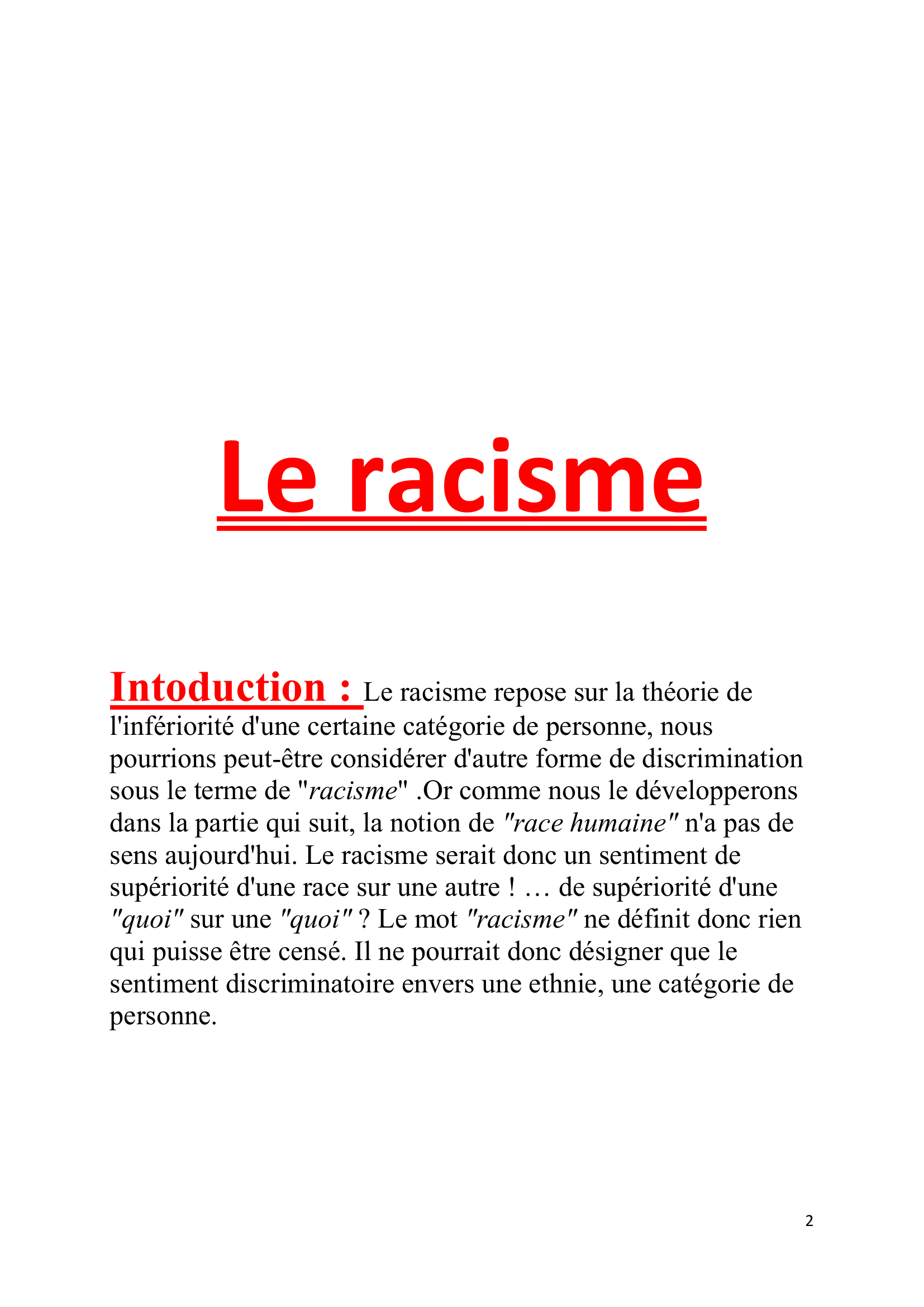 Prévisualisation du document Le racisme