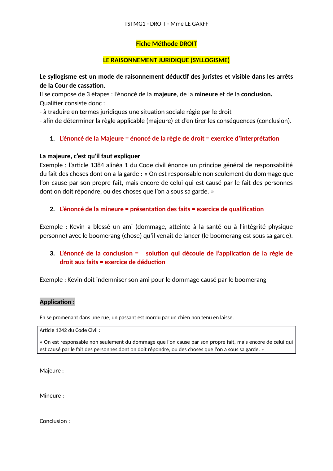 Prévisualisation du document LE RAISONNEMENT JURIDIQUE (SYLLOGISME)