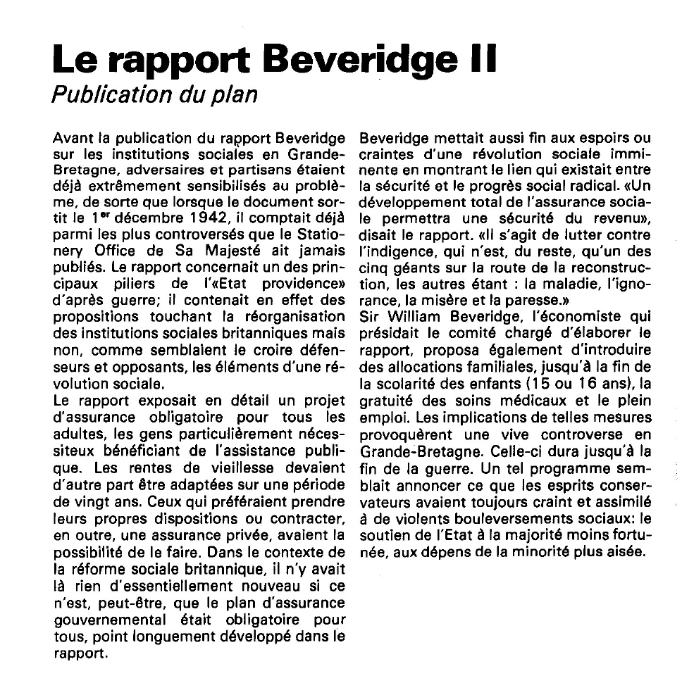 Prévisualisation du document Le rapport Beveridge:
Les origines et le travail du comité.