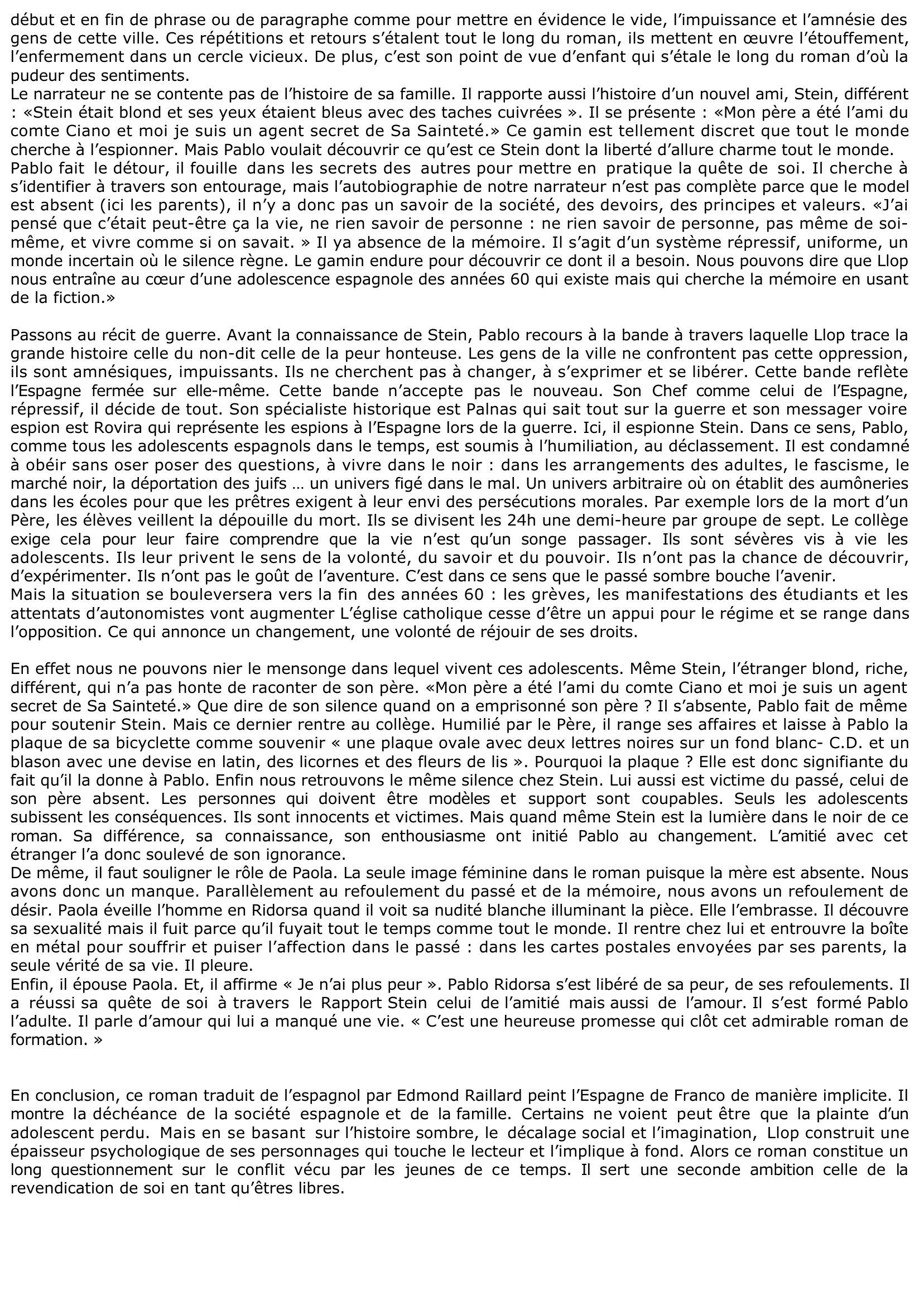 Prévisualisation du document Le Rapport Stein- Décembre 2010 -  José Carlos Llop