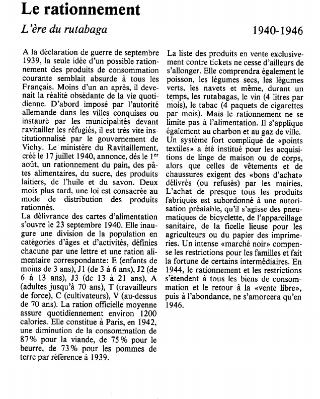 Prévisualisation du document Le rationnement: L'ère du rutabaga.
