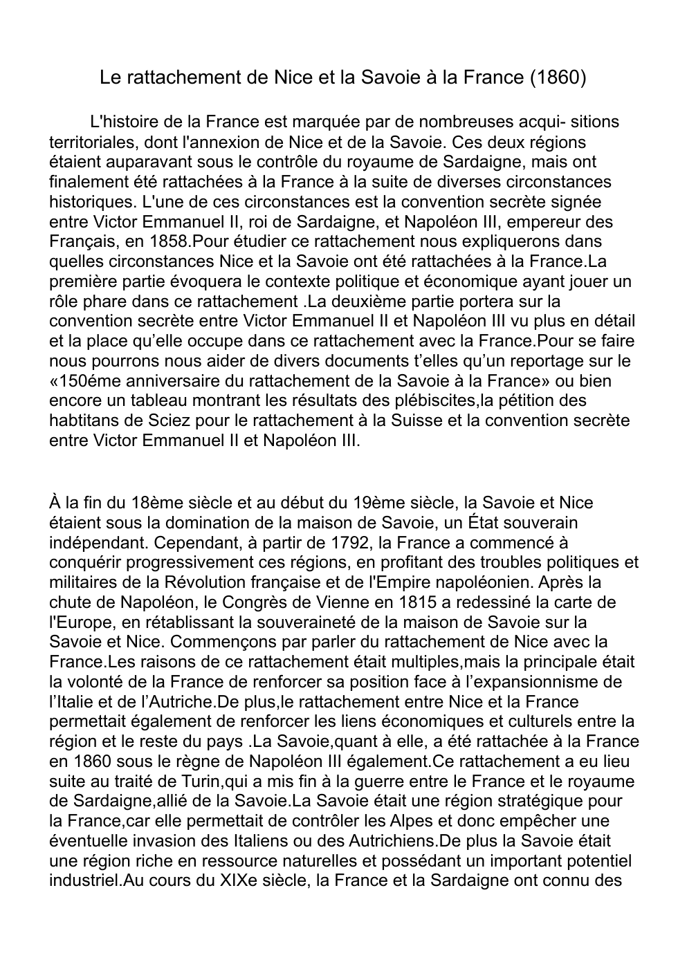 Prévisualisation du document Le rattachement de Nice et la Savoie à la France (1860)