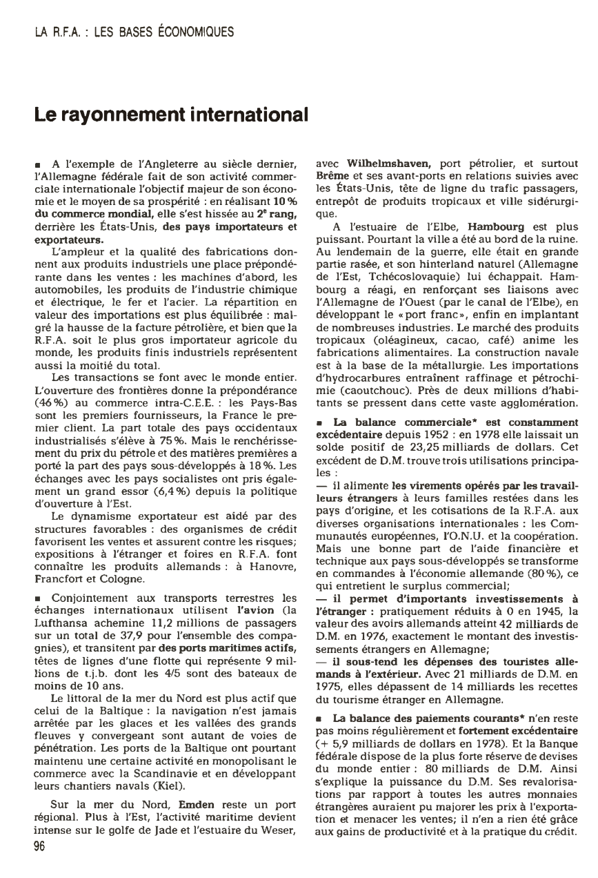 Prévisualisation du document Le rayonnement international - PRÉSENTATION DE LA R.F.A. (en 1980)