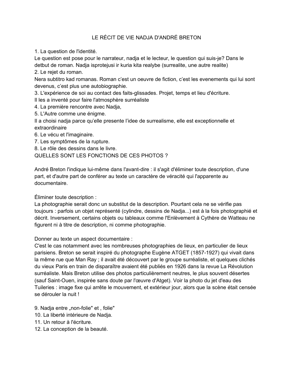 Prévisualisation du document LE RÉCIT DE VIE NADJA D'ANDRÉ BRETON