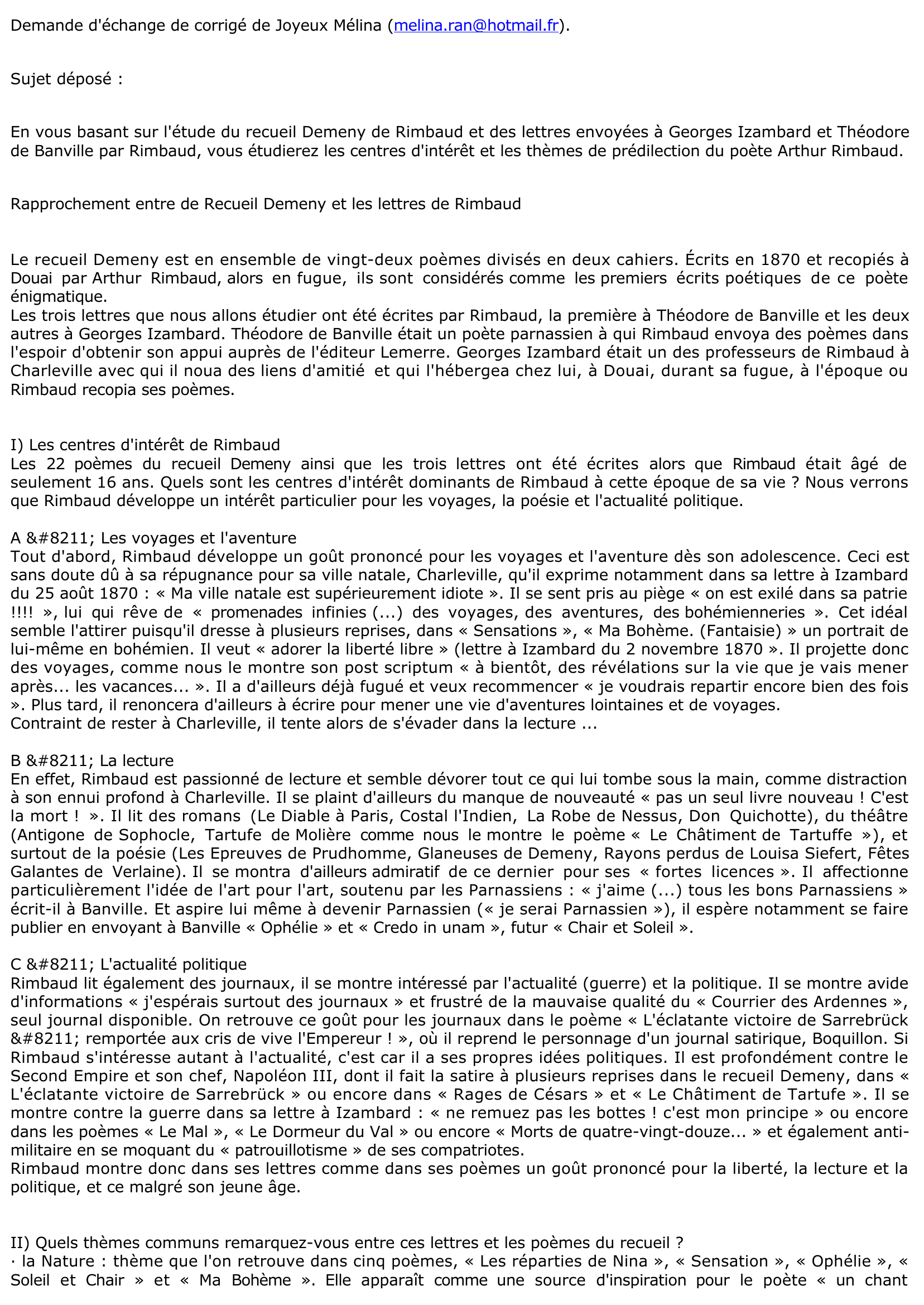 Prévisualisation du document Le « Recueil Demeny » ou les « Cahiers de Douai » de Rimbaud  (résumé & analyse)