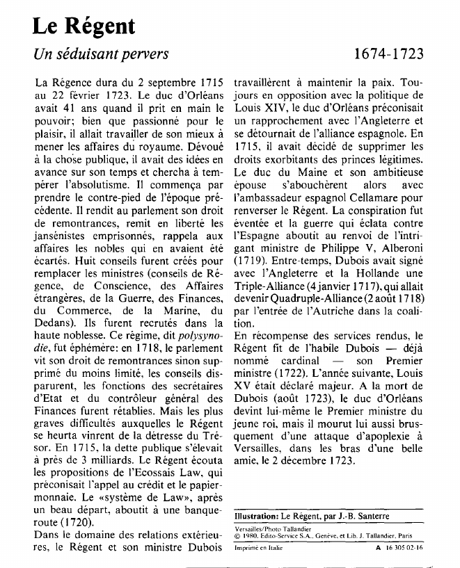 Prévisualisation du document Le RégentUn séduisant pervers.