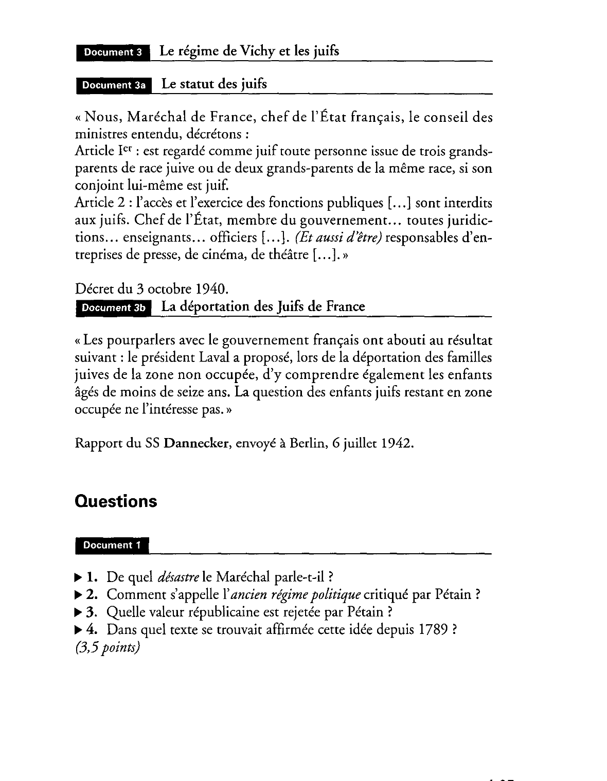 Prévisualisation du document Le régime de Vichy. Etude de documents