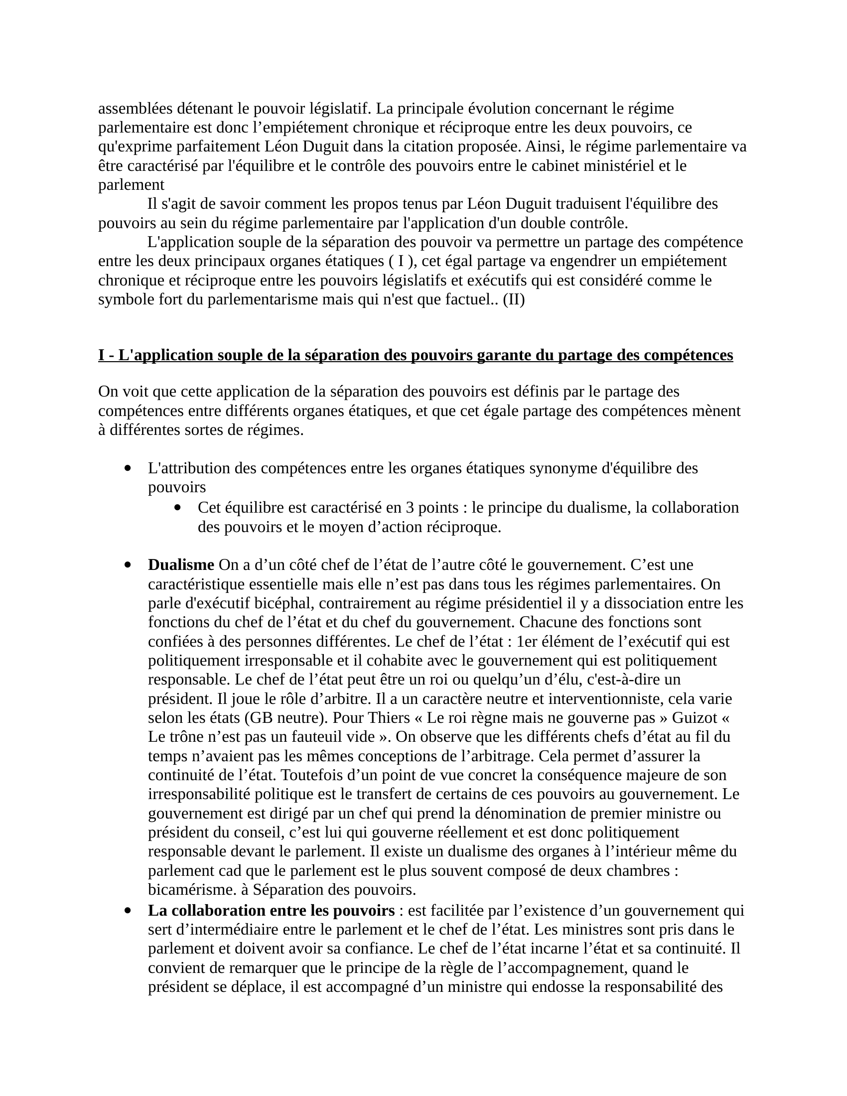 Prévisualisation du document Le régime parlementaire selon Léon Duguit