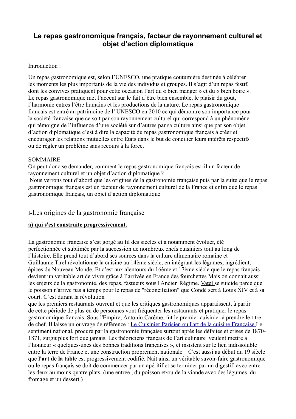 Prévisualisation du document Le repas gastronomique français, facteur de rayonnement culturel et objet d’action diplomatique