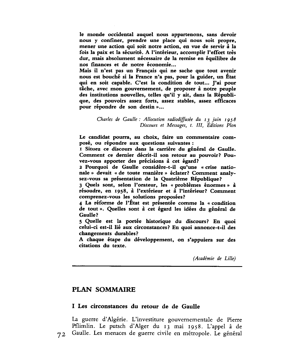 Prévisualisation du document Le retour de de Gaulle (1958) - Histoire
