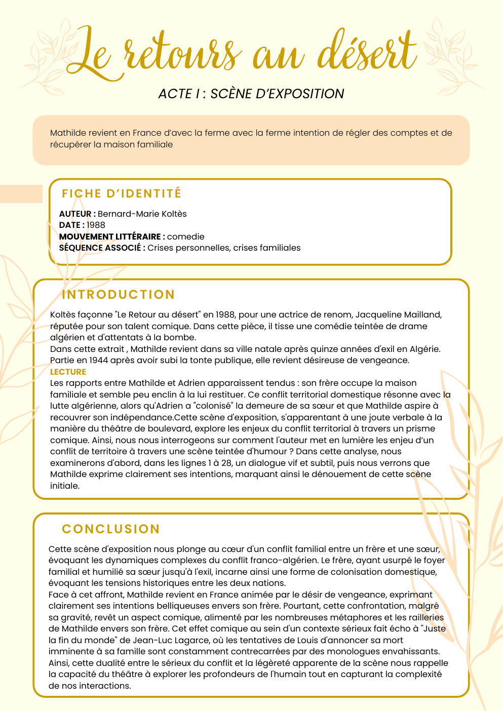 Prévisualisation du document Le retours au désert ACTE I : SCÈNE D’EXPOSITION