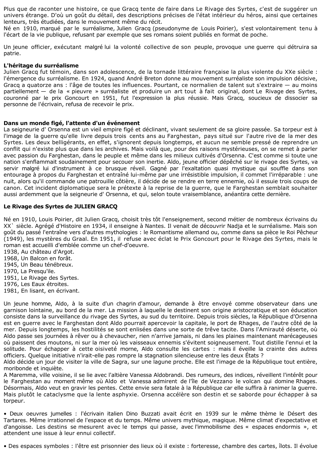 Prévisualisation du document Le Rivage des Syrtes de Julien GRACQ (Résumé & Analyse)