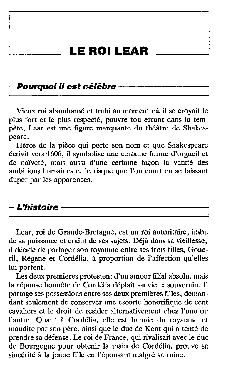 Prévisualisation du document Le Roi Lear de Shakespeare (Résumé & Analyse)