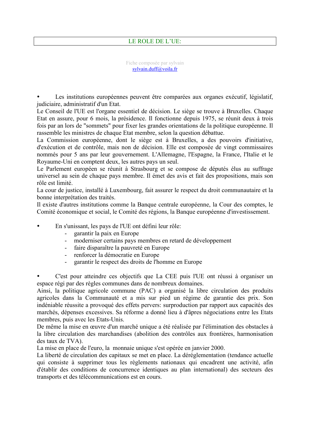 Prévisualisation du document LE ROLE DE L'UE