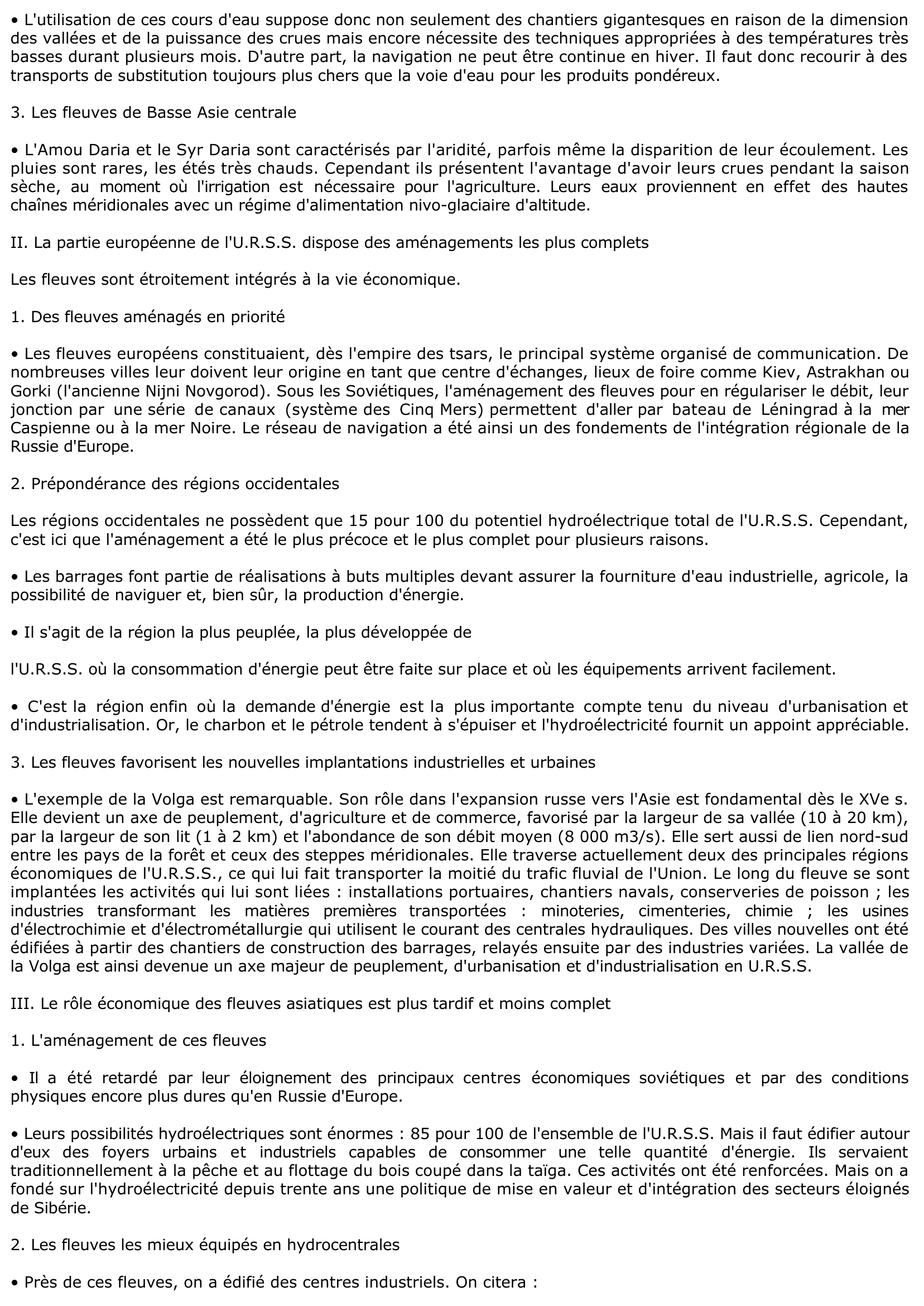 Prévisualisation du document Le rôle des fleuves dans l'économie de l'U.R.S.S.