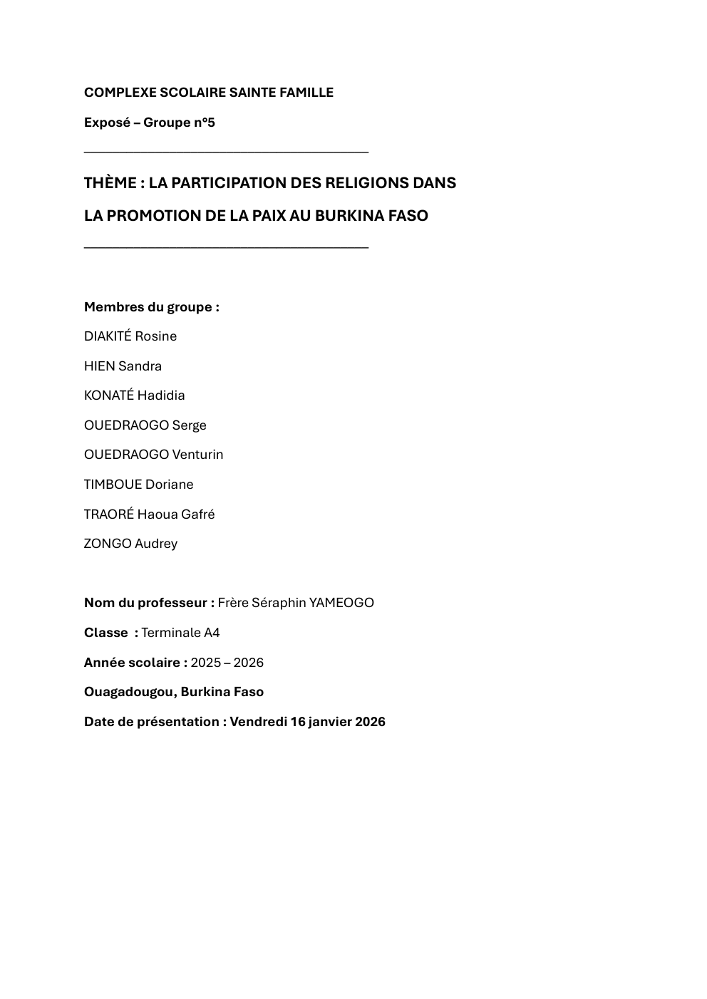 Prévisualisation du document Le rôle des religions dans la promotion de la paix au Burkina Faso