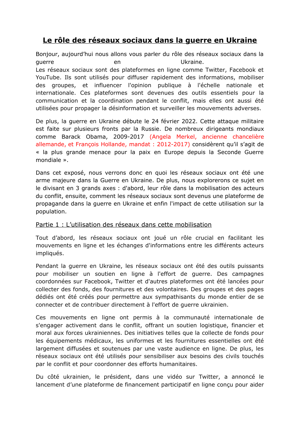 Prévisualisation du document Le rôle des réseaux sociaux dans la guerre en Ukraine